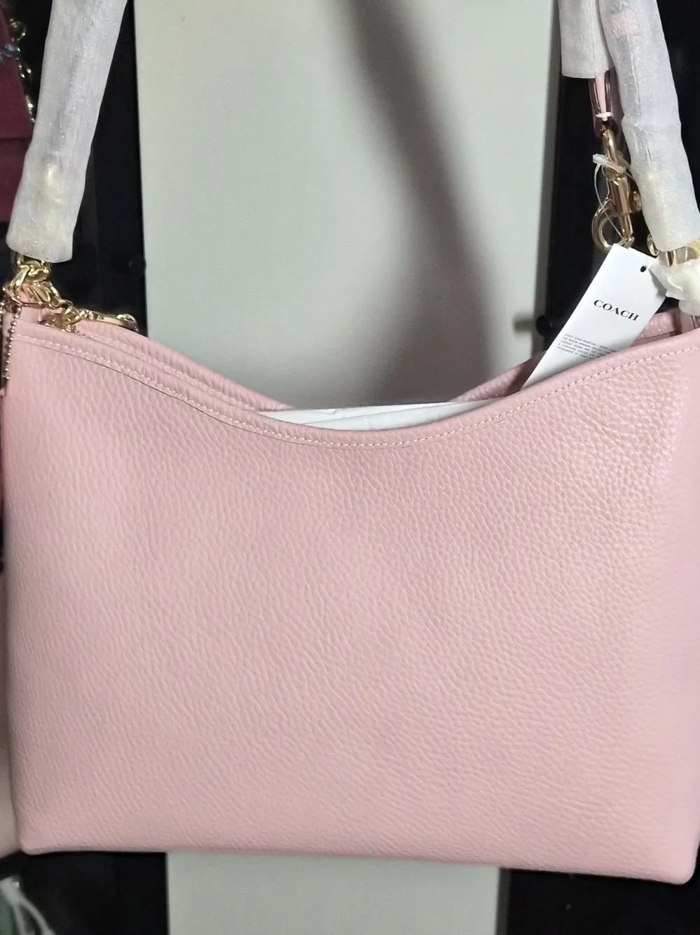 Coach Pebbled Leather Laurel Shoulder Bag in Carnation Pink